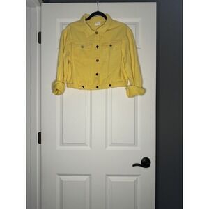 Dee Elly Denim Cropped Jean Jacket Small Yellow
